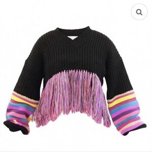 Colorful Fringe Black Sweater: Ollie Sweater from House of Perna